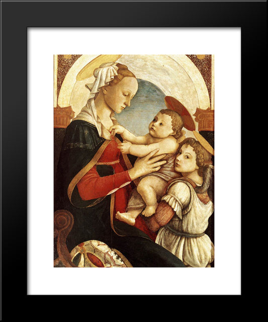 Madonna And Child With An Angel 20x24 Black Modern Wood Framed Art Print Poster by Botticelli, Sandro