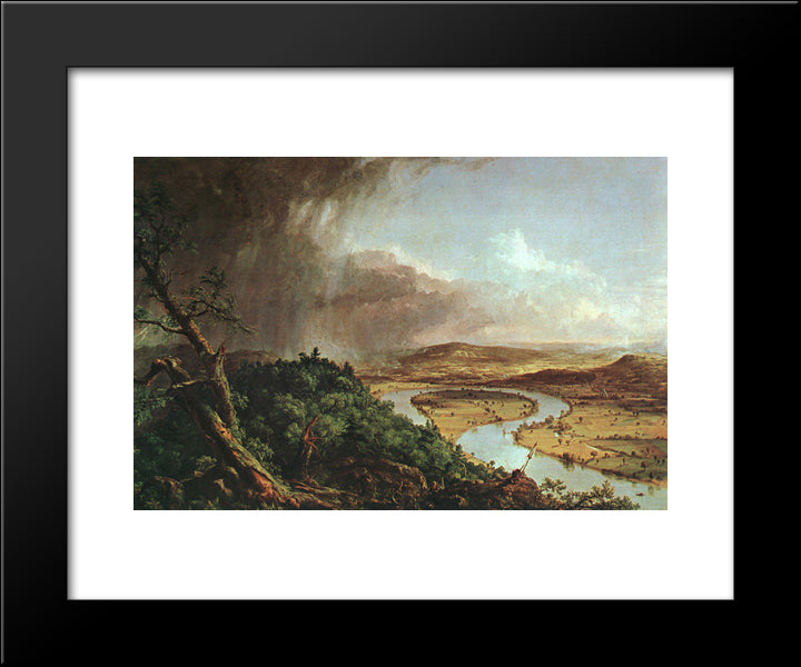 The Connecticut River Near Northampton 20x24 Black Modern Wood Framed Art Print Poster by Cole, Thomas