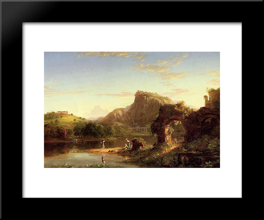 L'Allegro (Italian Sunset) 20x24 Black Modern Wood Framed Art Print Poster by Cole, Thomas