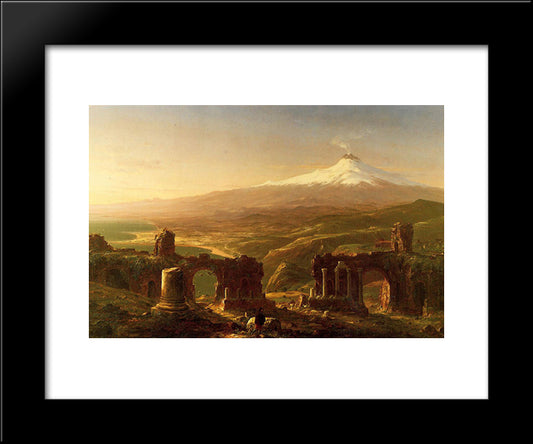 Mount Etna From Taormina 20x24 Black Modern Wood Framed Art Print Poster by Cole, Thomas