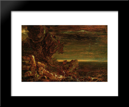 The Cross And The World: Study For 'The Pilgrim Of The World On His Journey' 20x24 Black Modern Wood Framed Art Print Poster by Cole, Thomas