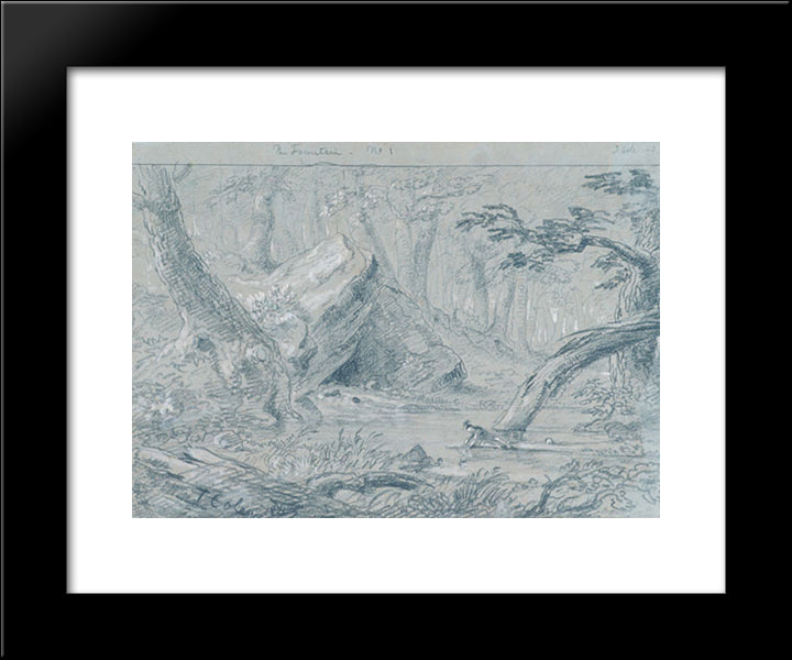 The Fountain, No. 1: The Wounded Indian Slaking His Death Thirst 20x24 Black Modern Wood Framed Art Print Poster by Cole, Thomas