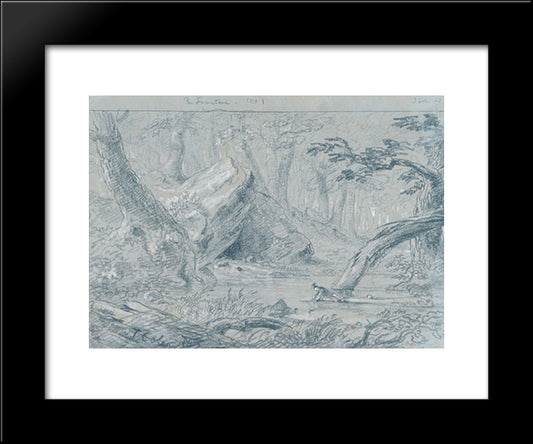 The Fountain, No. 1: The Wounded Indian Slaking His Death Thirst 20x24 Black Modern Wood Framed Art Print Poster by Cole, Thomas