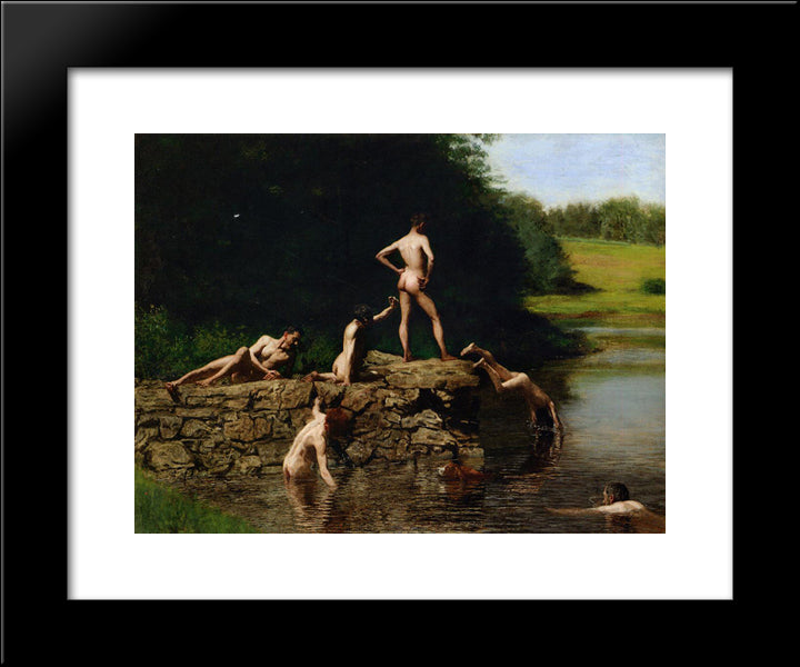 Swimming 20x24 Black Modern Wood Framed Art Print Poster by Eakins, Thomas