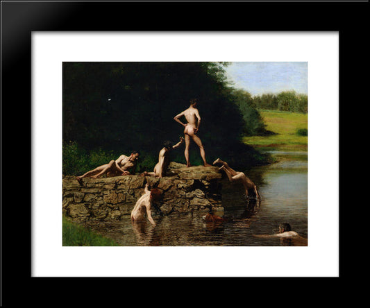 Swimming 20x24 Black Modern Wood Framed Art Print Poster by Eakins, Thomas