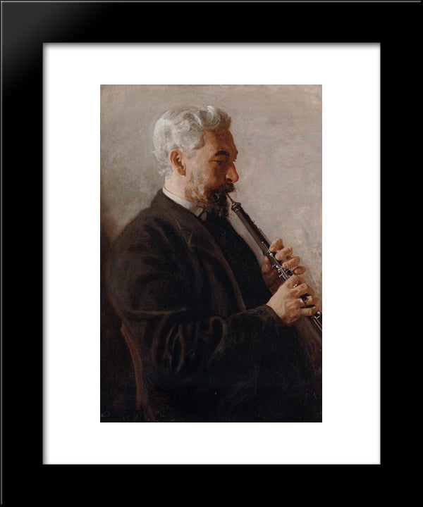 The Oboe Player 20x24 Black Modern Wood Framed Art Print Poster by Eakins, Thomas