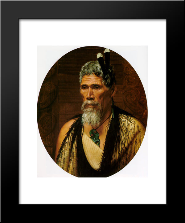 Anaha Te Rahui, The Celebrated Carver Of Rotorua 20x24 Black Modern Wood Framed Art Print Poster by Goldie, Charles