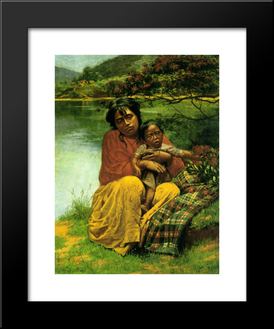 Day Dreams: Christmas Time In Maoriland 20x24 Black Modern Wood Framed Art Print Poster by Goldie, Charles