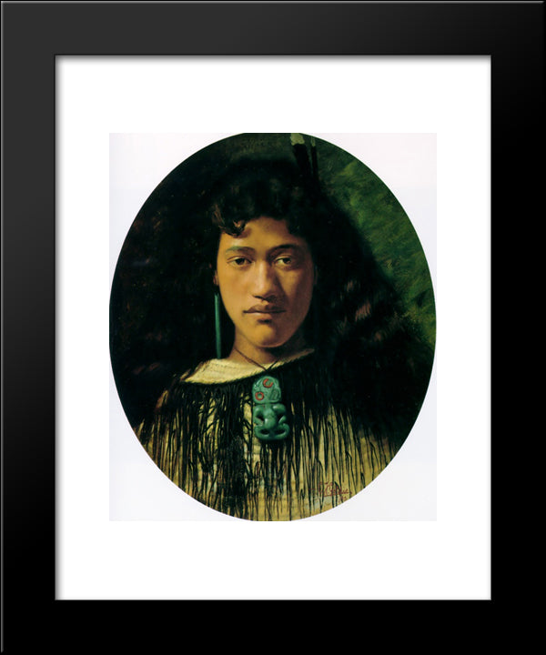 Hinemoa: The Belle Of The Kainga 20x24 Black Modern Wood Framed Art Print Poster by Goldie, Charles