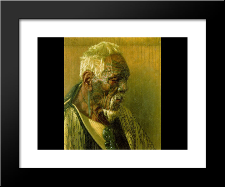 Thoughts Of A Tohunga Wharekauri Tahuna 20x24 Black Modern Wood Framed Art Print Poster by Goldie, Charles
