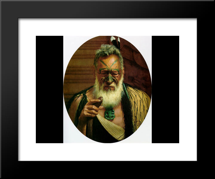 Tikitere Mihi: A Chieftain Of The Ngatiuenuku 20x24 Black Modern Wood Framed Art Print Poster by Goldie, Charles