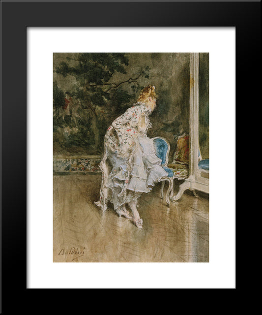 The Beauty Before The Mirror 20x24 Black Modern Wood Framed Art Print Poster by Boldini, Giovanni