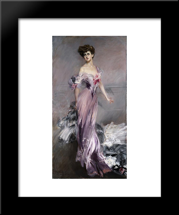 Portrait Of Mrs. Howard Johnston 20x24 Black Modern Wood Framed Art Print Poster by Boldini, Giovanni