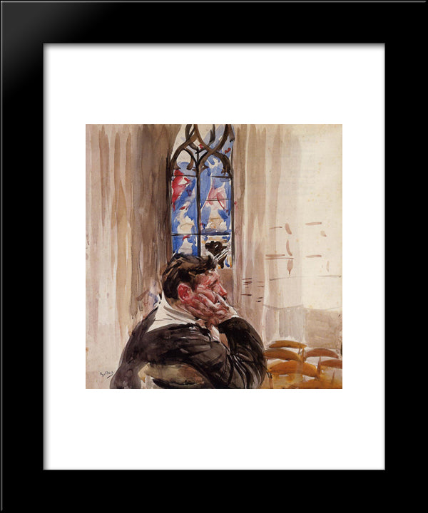 Portrait Of A Man In Church 20x24 Black Modern Wood Framed Art Print Poster by Boldini, Giovanni