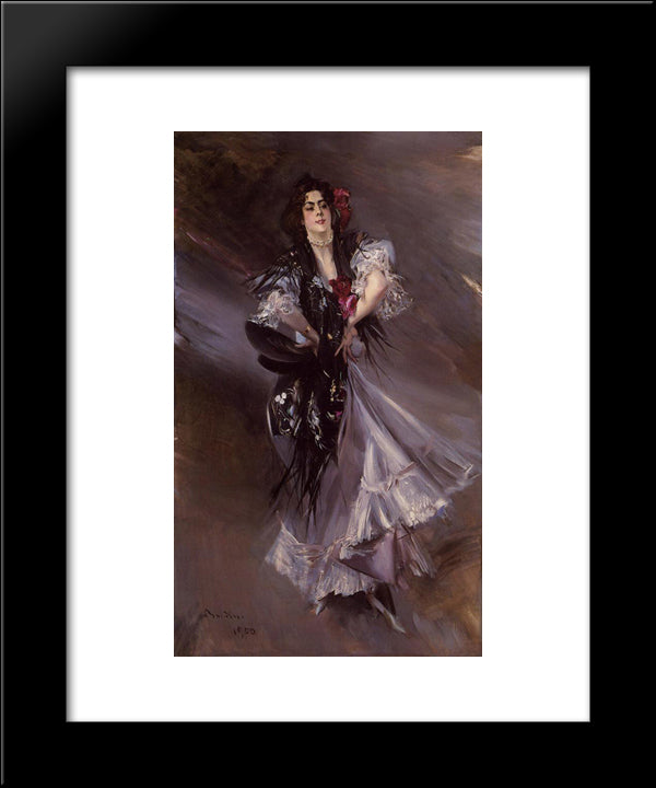 Portrait Of Anita De La Ferie, 'The Spanish Dancer' 20x24 Black Modern Wood Framed Art Print Poster by Boldini, Giovanni