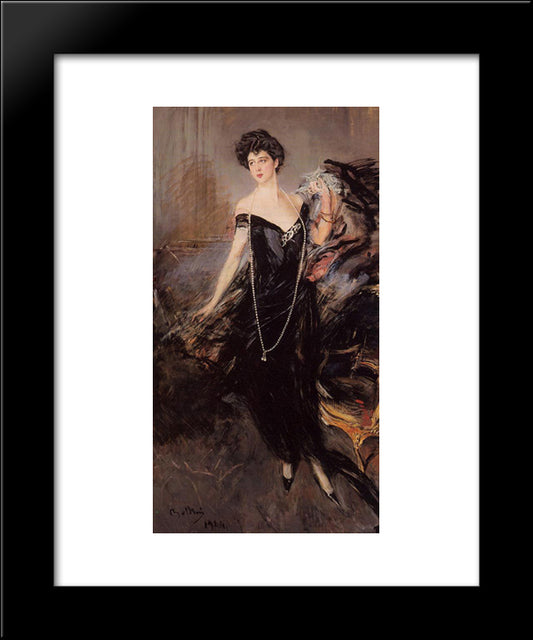 Portrait Of Donna Franca Florio 20x24 Black Modern Wood Framed Art Print Poster by Boldini, Giovanni