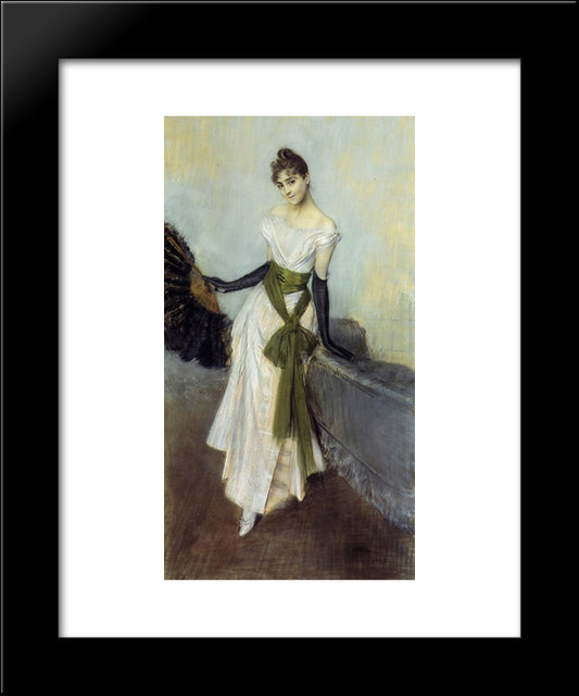 Portrait Of Signorina Concha De Ossa 20x24 Black Modern Wood Framed Art Print Poster by Boldini, Giovanni