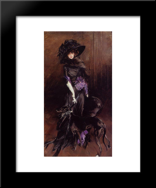 Portrait Of The Marchesa Luisa Casati, With A Greyhound 20x24 Black Modern Wood Framed Art Print Poster by Boldini, Giovanni