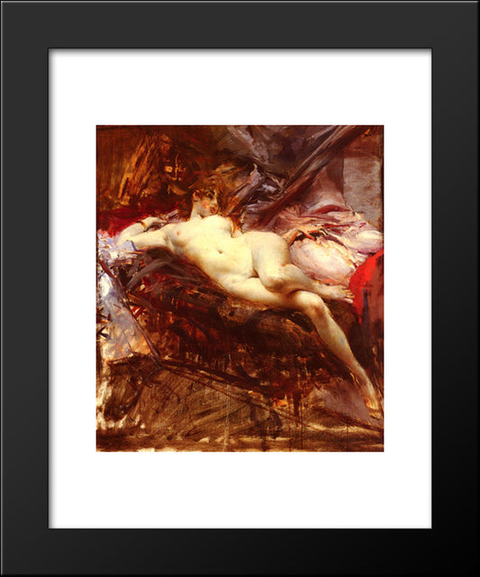 Reclining Nude 20x24 Black Modern Wood Framed Art Print Poster by Boldini, Giovanni