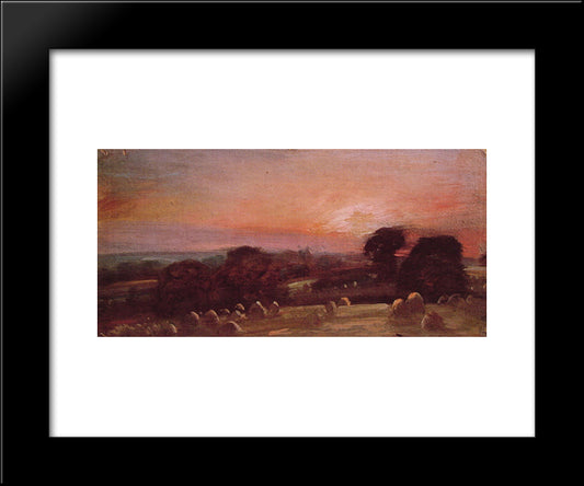 A Hayfield At East Bergholt 20x24 Black Modern Wood Framed Art Print Poster by Constable, John