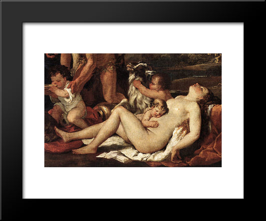 The Nurture Of Bacchus [Detail: 1] 20x24 Black Modern Wood Framed Art Print Poster by Poussin, Nicolas