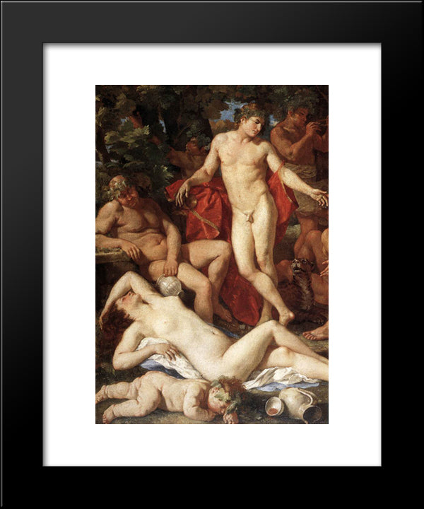 Midas And Bacchus [Detail: 1] 20x24 Black Modern Wood Framed Art Print Poster by Poussin, Nicolas