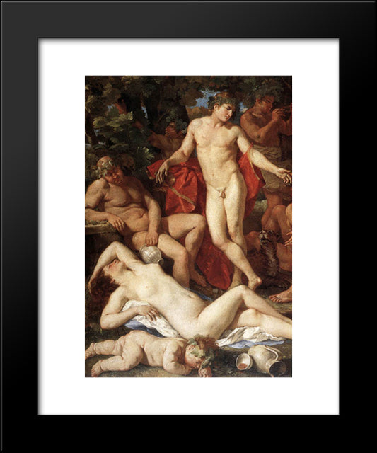 Midas And Bacchus [Detail: 1] 20x24 Black Modern Wood Framed Art Print Poster by Poussin, Nicolas