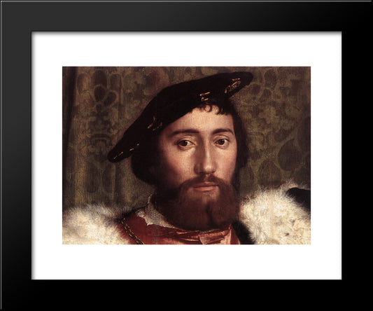 The Ambassadors [Detail: 2] 20x24 Black Modern Wood Framed Art Print Poster by Holbein the Younger, Hans