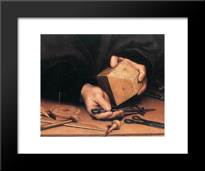 Portrait Of Nikolaus Kratzer [Detail: 1] 20x24 Black Modern Wood Framed Art Print Poster by Holbein the Younger, Hans