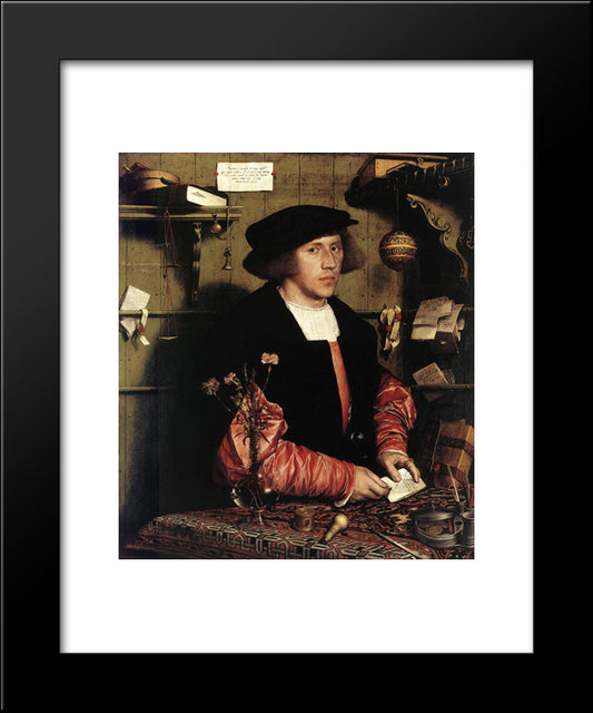 Portrait Of The Merchant Georg Gisze 20x24 Black Modern Wood Framed Art Print Poster by Holbein the Younger, Hans