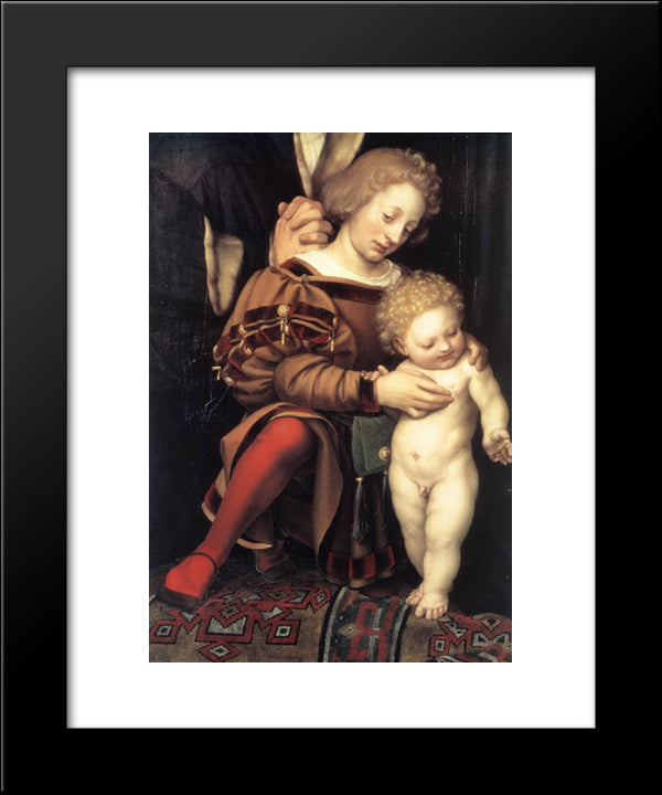 Darmstadt Madonna [Detail: 2] 20x24 Black Modern Wood Framed Art Print Poster by Holbein the Younger, Hans
