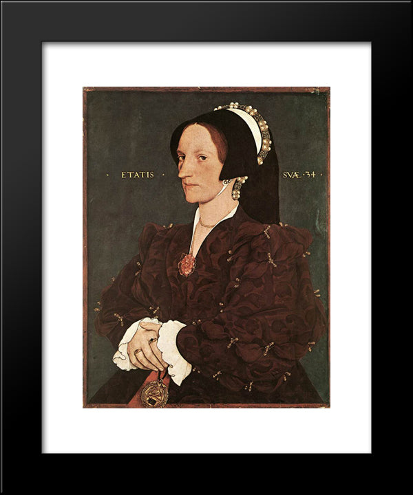 Portrait Of Margaret Wyatt, Lady Lee 20x24 Black Modern Wood Framed Art Print Poster by Holbein the Younger, Hans