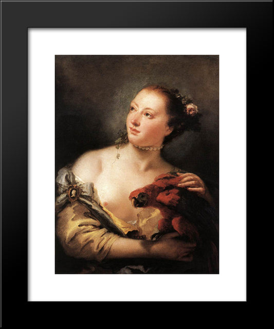 Woman With A Parrot 20x24 Black Modern Wood Framed Art Print Poster by Tiepolo, Giovanni Battista