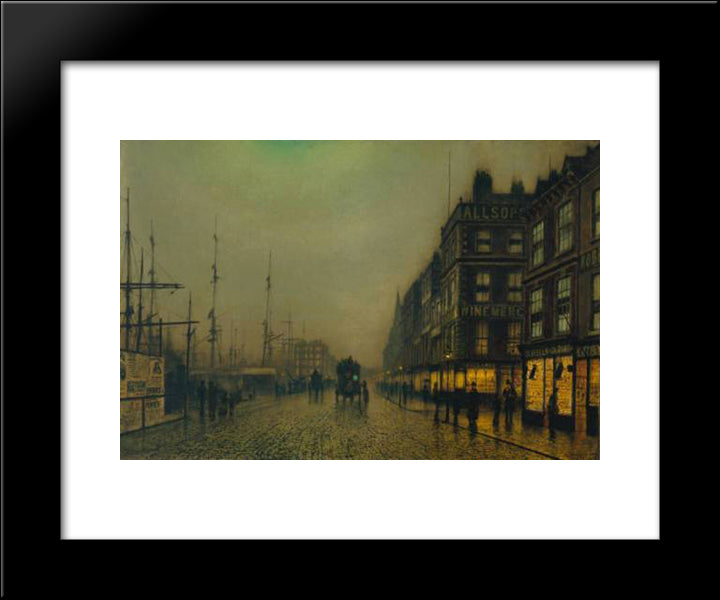 Liverpool Quay By Moonlight 20x24 Black Modern Wood Framed Art Print Poster by Grimshaw, John Atkinson