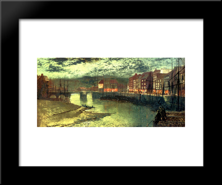 Whitby Docks 20x24 Black Modern Wood Framed Art Print Poster by Grimshaw, John Atkinson