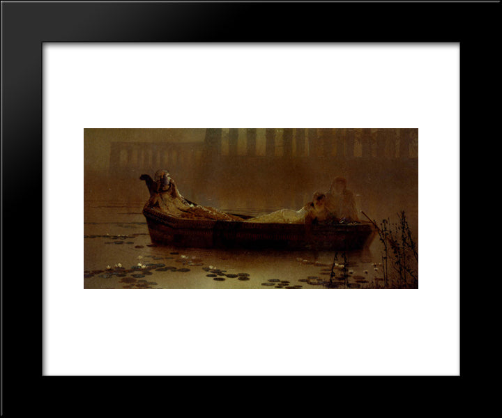 The Lotus Gatherers 20x24 Black Modern Wood Framed Art Print Poster by Grimshaw, John Atkinson