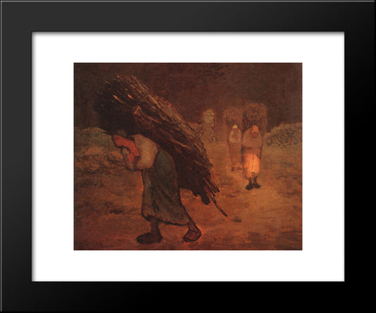 Faggot Carriers 20x24 Black Modern Wood Framed Art Print Poster by Millet, Jean Francois