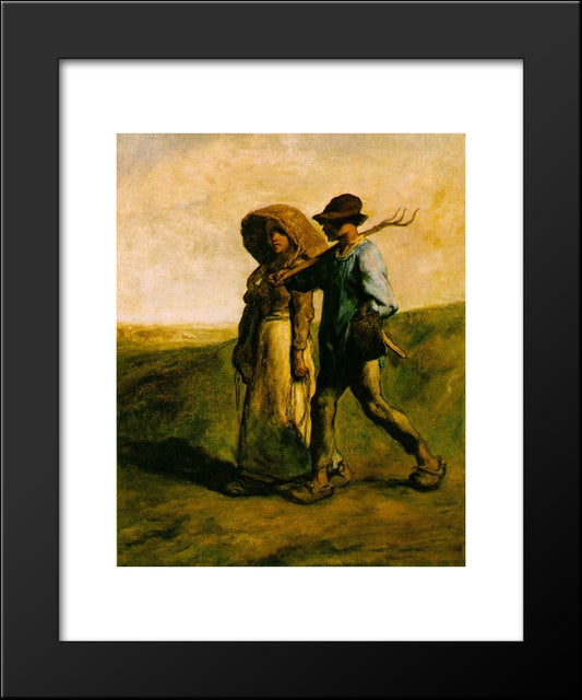 The Walk To Work 20x24 Black Modern Wood Framed Art Print Poster by Millet, Jean Francois