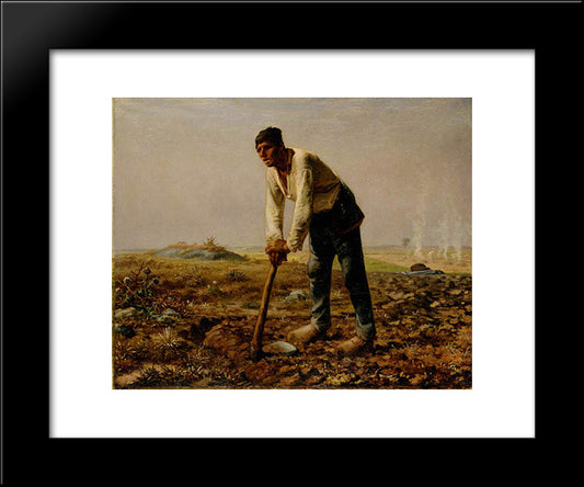 Man With A Hoe 20x24 Black Modern Wood Framed Art Print Poster by Millet, Jean Francois