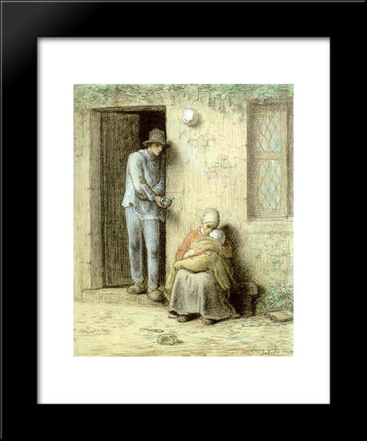 Le Nourrisson Or L'Enfant Malade 20x24 Black Modern Wood Framed Art Print Poster by Millet, Jean Francois