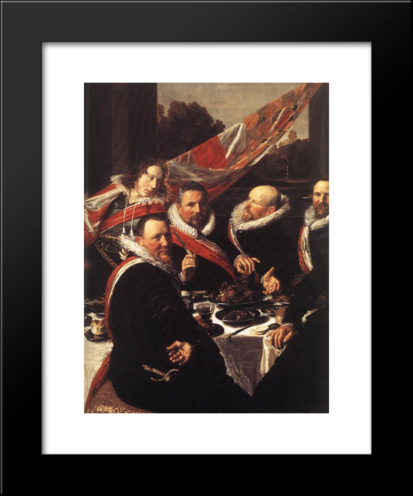 Banquet Of The Officers Of The St. George Civic Guard [Detail] 20x24 Black Modern Wood Framed Art Print Poster by Hals, Frans
