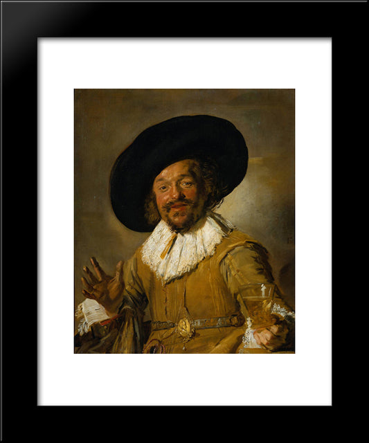 The Merry Drinker 20x24 Black Modern Wood Framed Art Print Poster by Hals, Frans