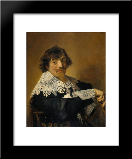 Portrait Of A Man, Possibly Nicolaes Hasselaer 20x24 Black Modern Wood Framed Art Print Poster by Hals, Frans