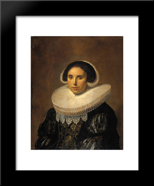 Portrait Of A Woman, Possibly Sara Wolphaerts Van Diemen 20x24 Black Modern Wood Framed Art Print Poster by Hals, Frans