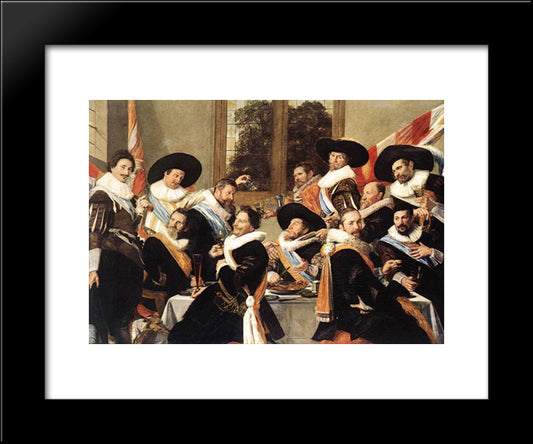 Banquet Of The Officers Of The St George Civic Guard Company 20x24 Black Modern Wood Framed Art Print Poster by Hals, Frans