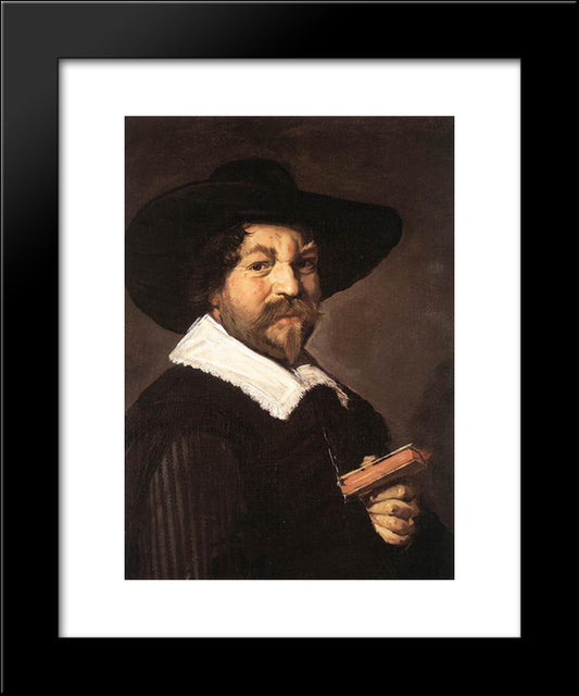 Portrait Of A Man Holding A Book 20x24 Black Modern Wood Framed Art Print Poster by Hals, Frans