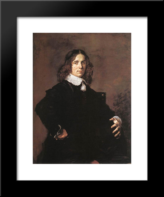 Portrait Of A Seated Man Holding A Hat 20x24 Black Modern Wood Framed Art Print Poster by Hals, Frans