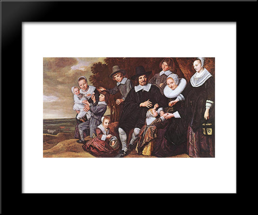 Family Group In A Landscape 20x24 Black Modern Wood Framed Art Print Poster by Hals, Frans