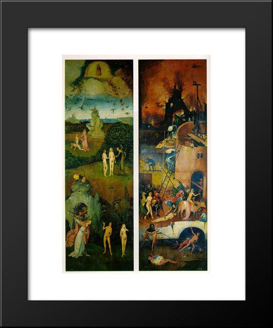 Paradise And Hell, Left And Right Panels Of A Triptych 20x24 Black Modern Wood Framed Art Print Poster by Bosch, Hieronymus