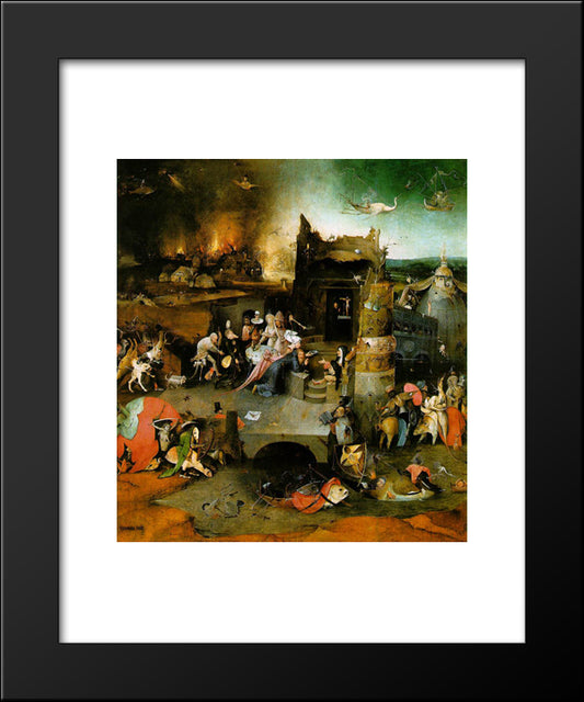 Temptation Of St. Anthony, Central Panel Of The Triptych 20x24 Black Modern Wood Framed Art Print Poster by Bosch, Hieronymus